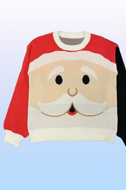 Santa face knit holiday sweater