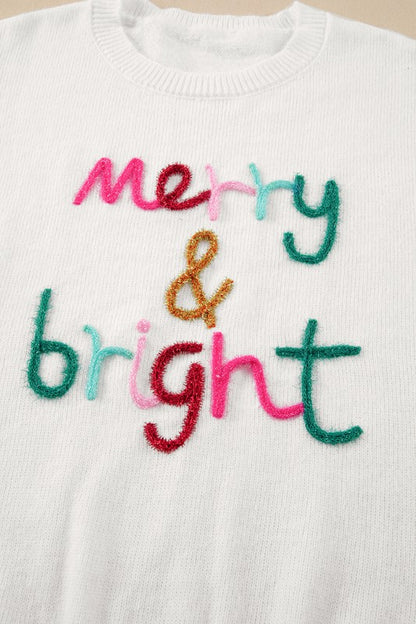 Glitter Merry &amp; Bright Round Neck Knit Sweater