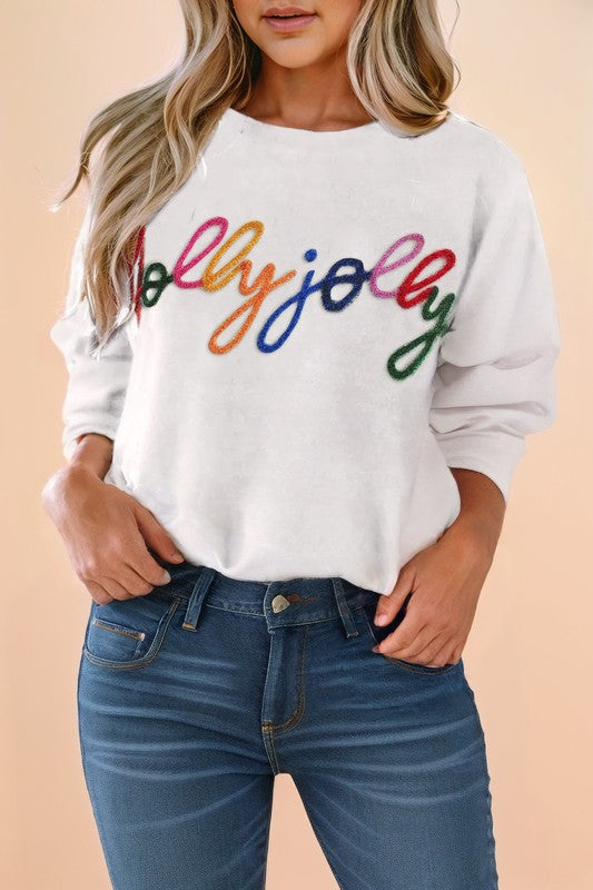 Glitter Merry &amp; Bright Round Neck Knit Sweater