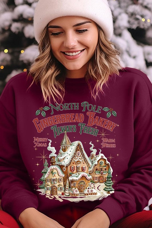 Gingerbread Bakery Graphic Fleece Sweatshirts