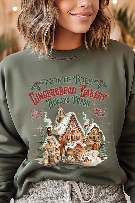 Gingerbread Bakery Graphic Fleece Sweatshirts