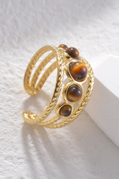 18K Gold Plated Nature Stone Open Ring