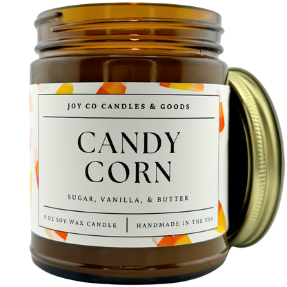 Candy Corn 9 oz Soy Wax Candle, Fall &amp; Halloween Decor, Handmade in the USA