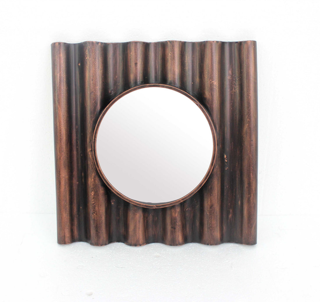 24 x 24 x 3 Bronze Panpipe-Like Wooden Cosmetic - Mirror-0