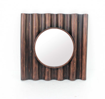 24 x 24 x 3 Bronze Panpipe-Like Wooden Cosmetic - Mirror-2