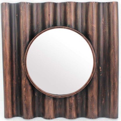 24 x 24 x 3 Bronze Panpipe-Like Wooden Cosmetic - Mirror-3