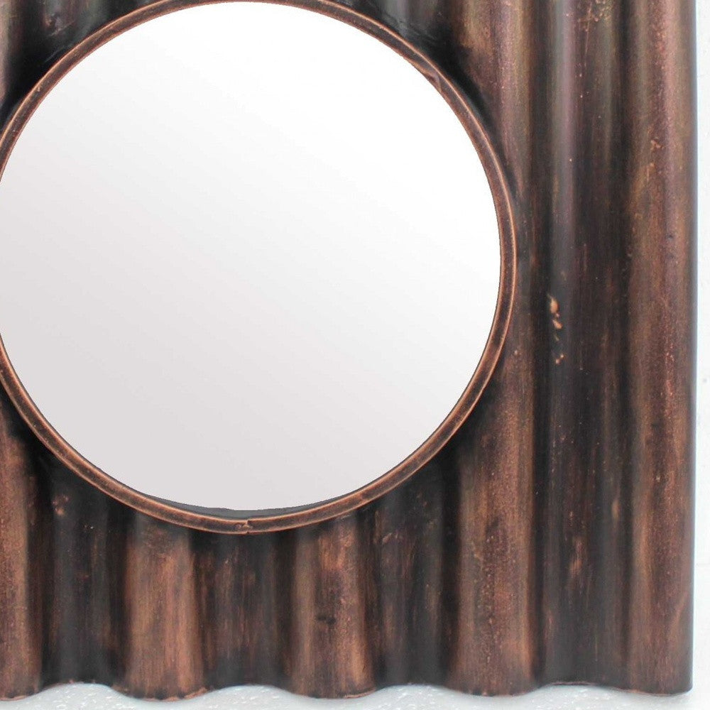 24 x 24 x 3 Bronze Panpipe-Like Wooden Cosmetic - Mirror-4