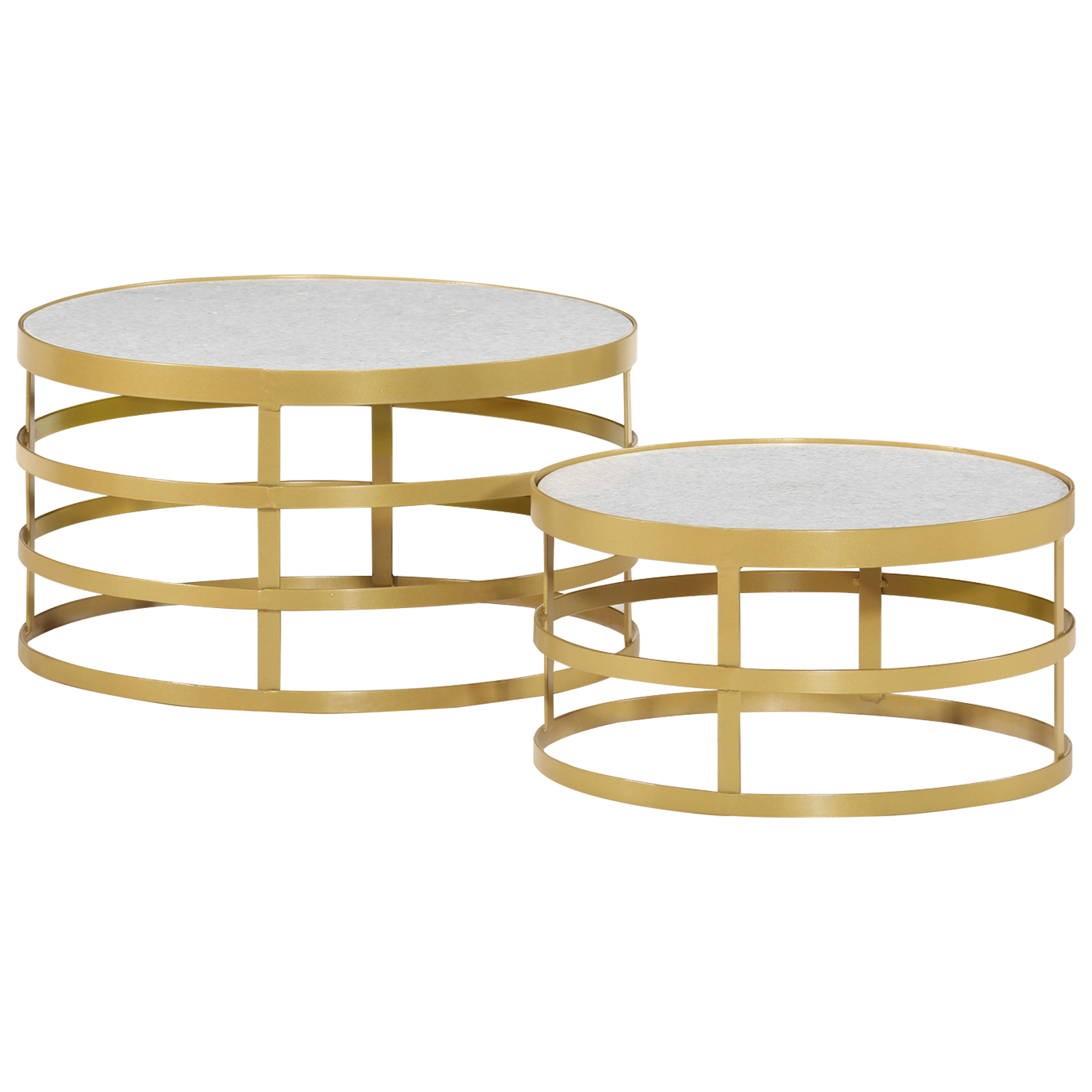 vidaXL 2 Piece Coffee Table Set Marble Brass and White-22