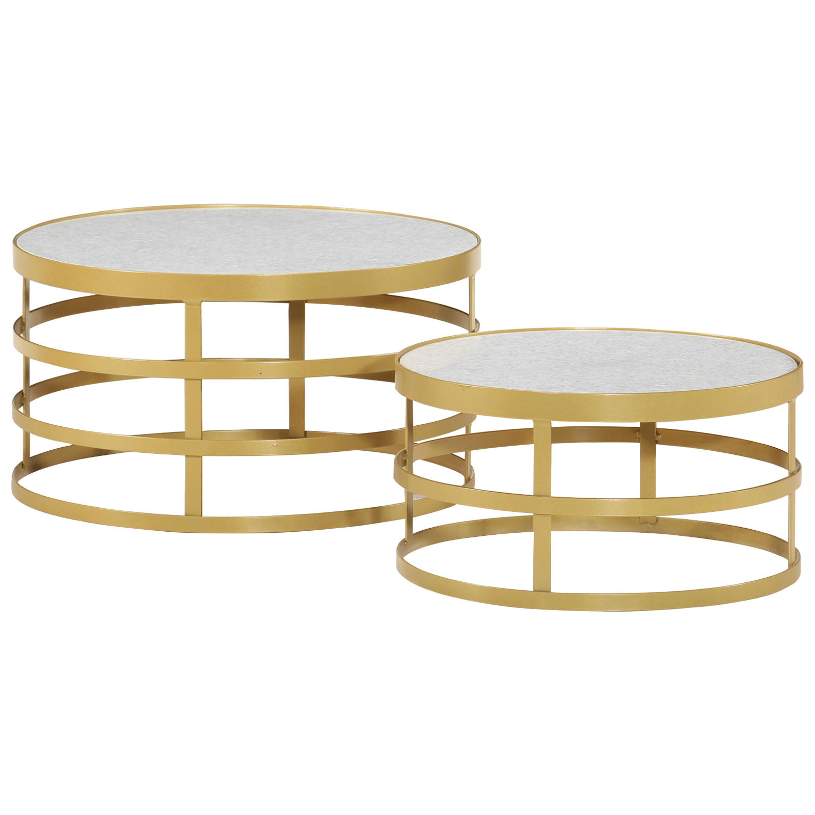 vidaXL 2 Piece Coffee Table Set Marble Brass and White-1