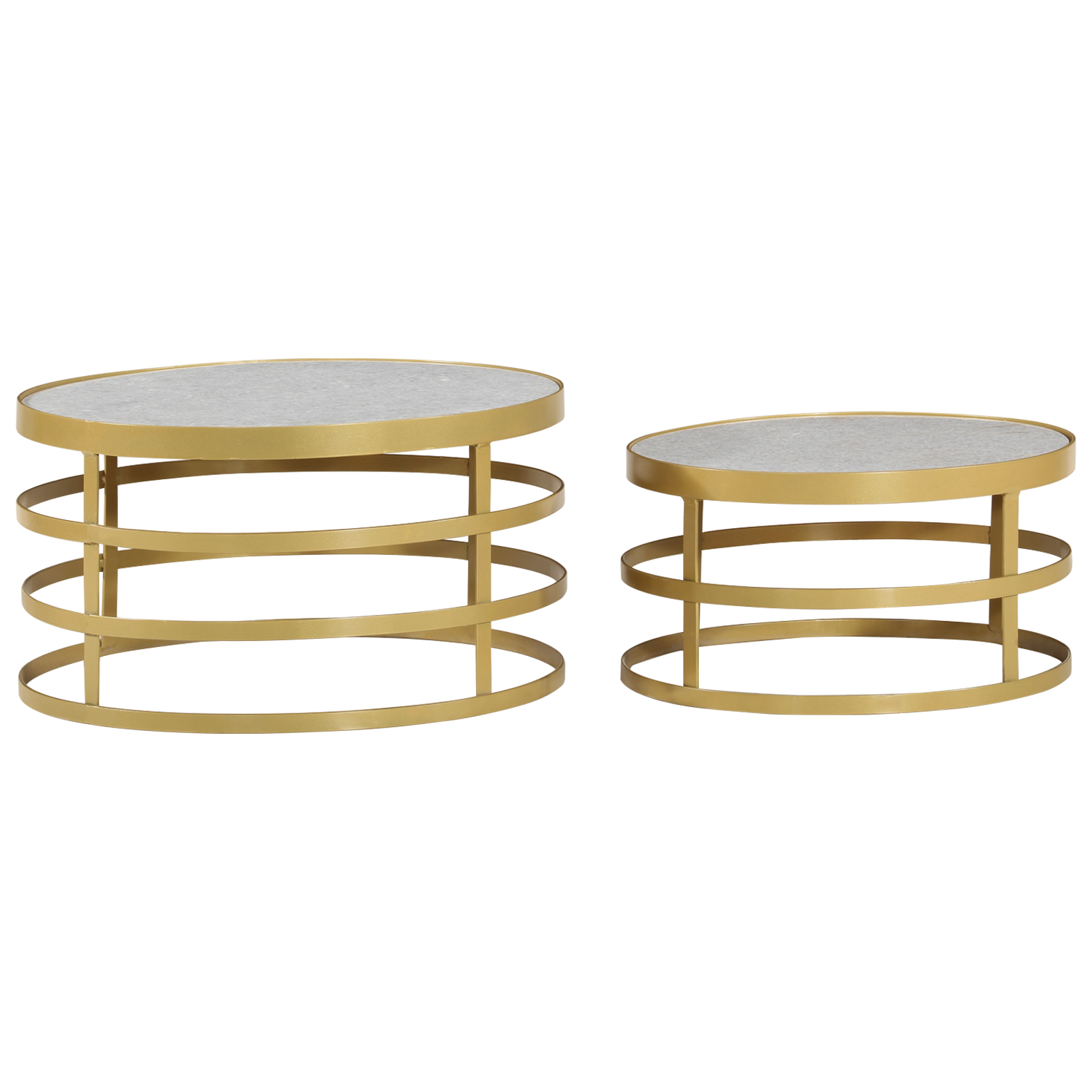 vidaXL 2 Piece Coffee Table Set Marble Brass and White-5