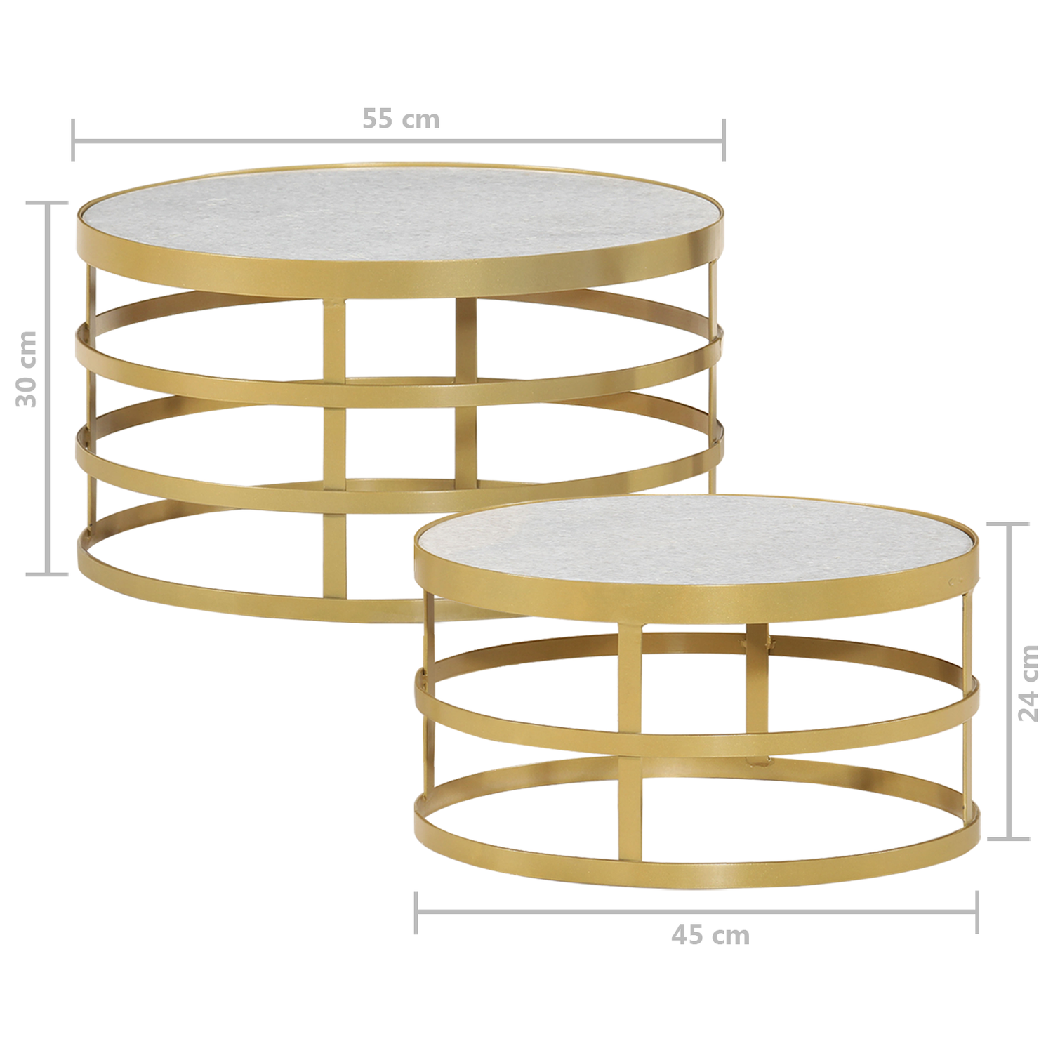 vidaXL 2 Piece Coffee Table Set Marble Brass and White-18