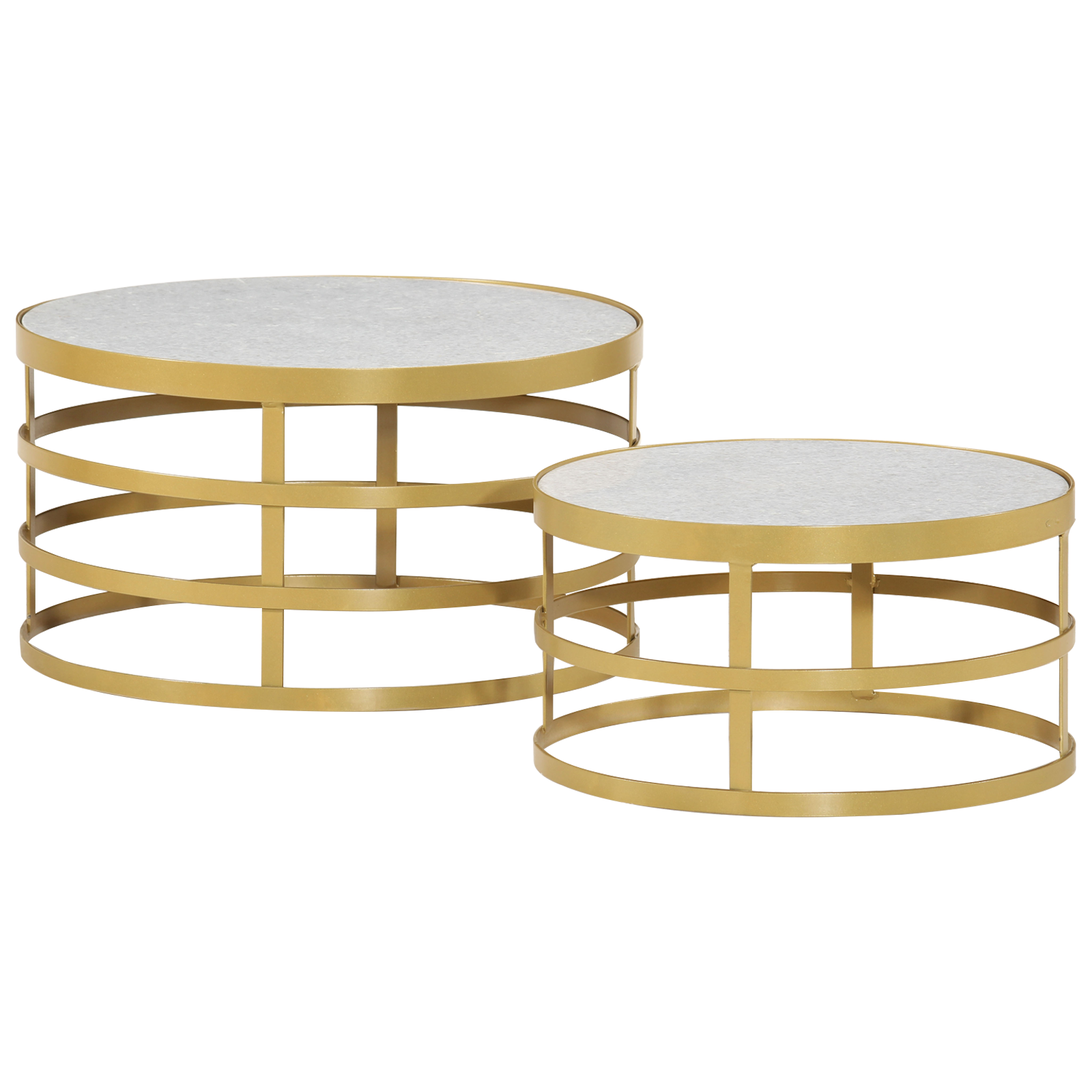 vidaXL 2 Piece Coffee Table Set Marble Brass and White-20