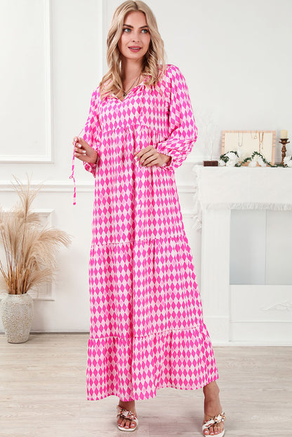 Printed Tie Neck Maxi Dress