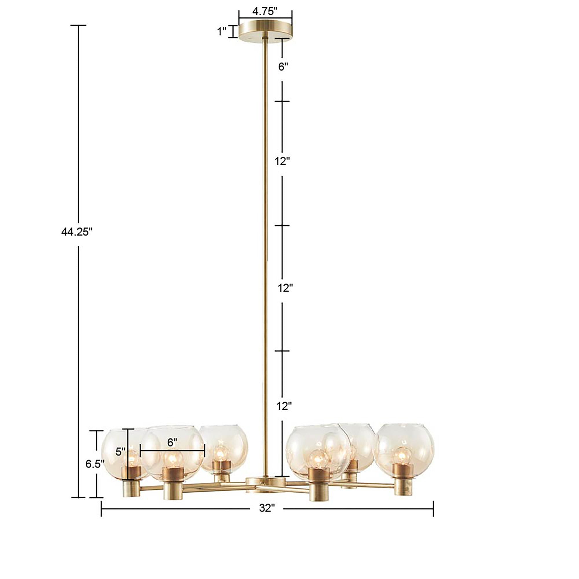 6-light Ombre Glass Globe Chandelier-3