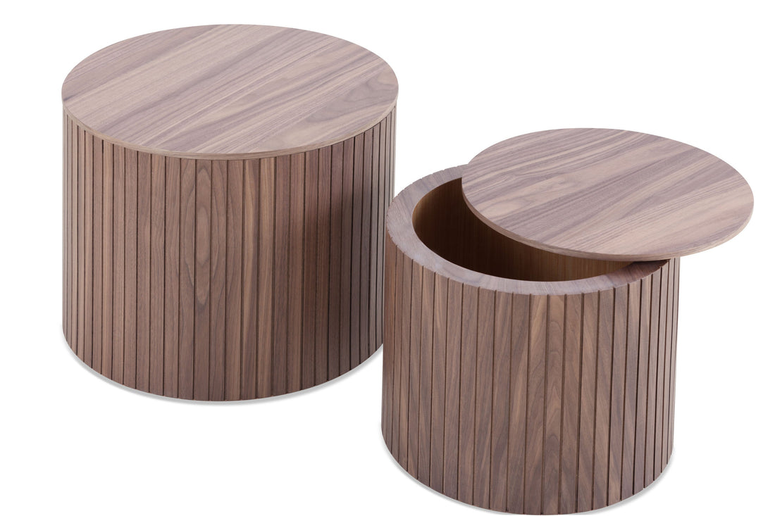 Set of 2 Handcrafted Round Coffee Tables-0