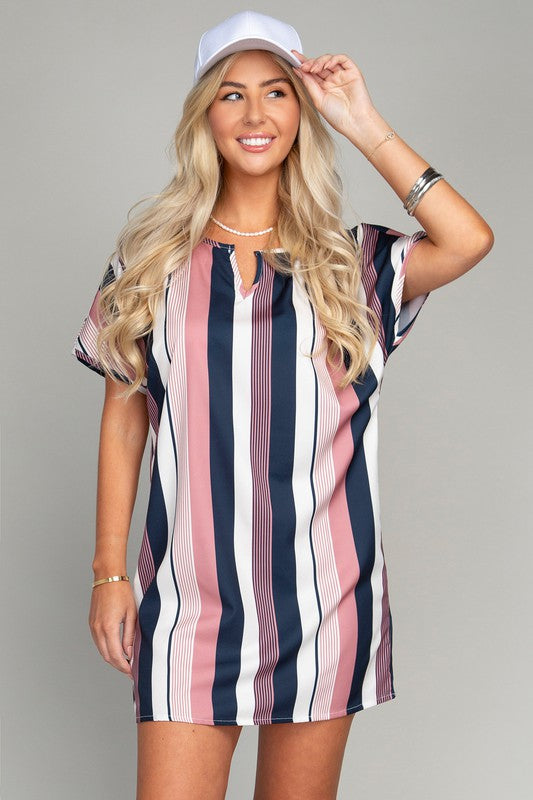 Multi striped print Tunic Dress