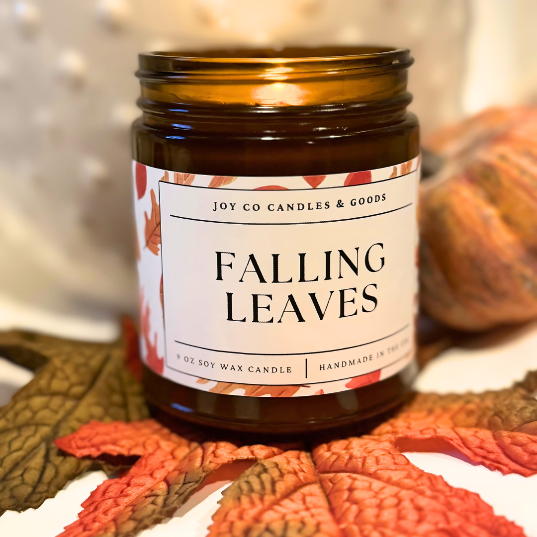 Falling Leaves 9 oz Soy Wax Candle, Fall Decor, Handmade in the USA