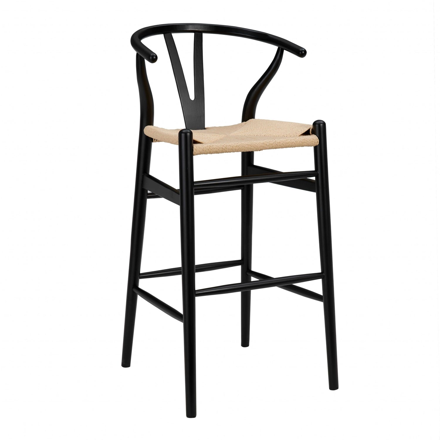 42&quot; Black Solid Wood and Natural Counter Stool-1