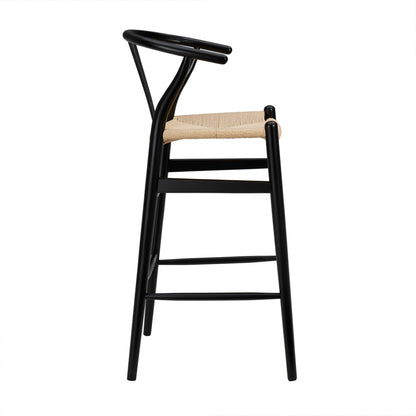 42&quot; Black Solid Wood and Natural Counter Stool-2