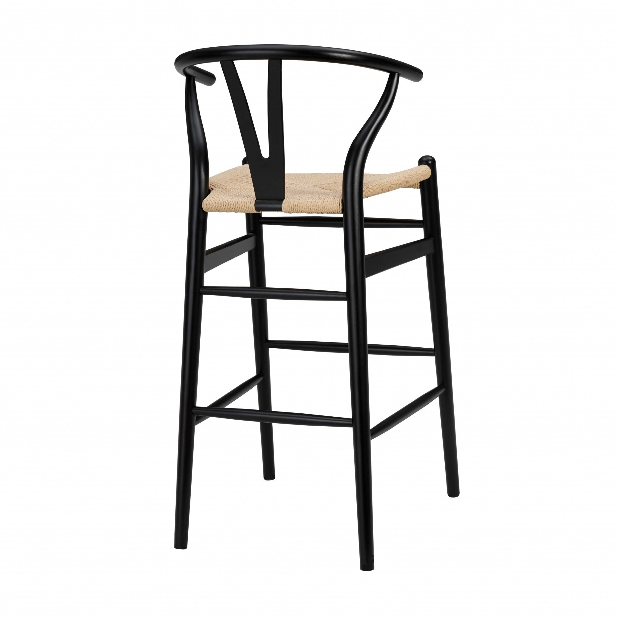 42&quot; Black Solid Wood and Natural Counter Stool-3