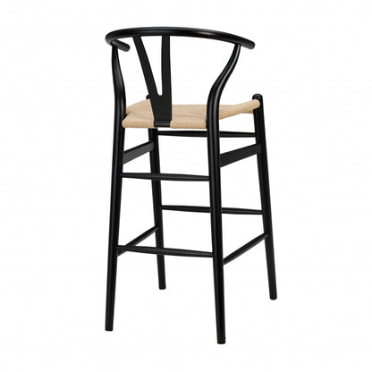 42&quot; Black Solid Wood and Natural Counter Stool-3