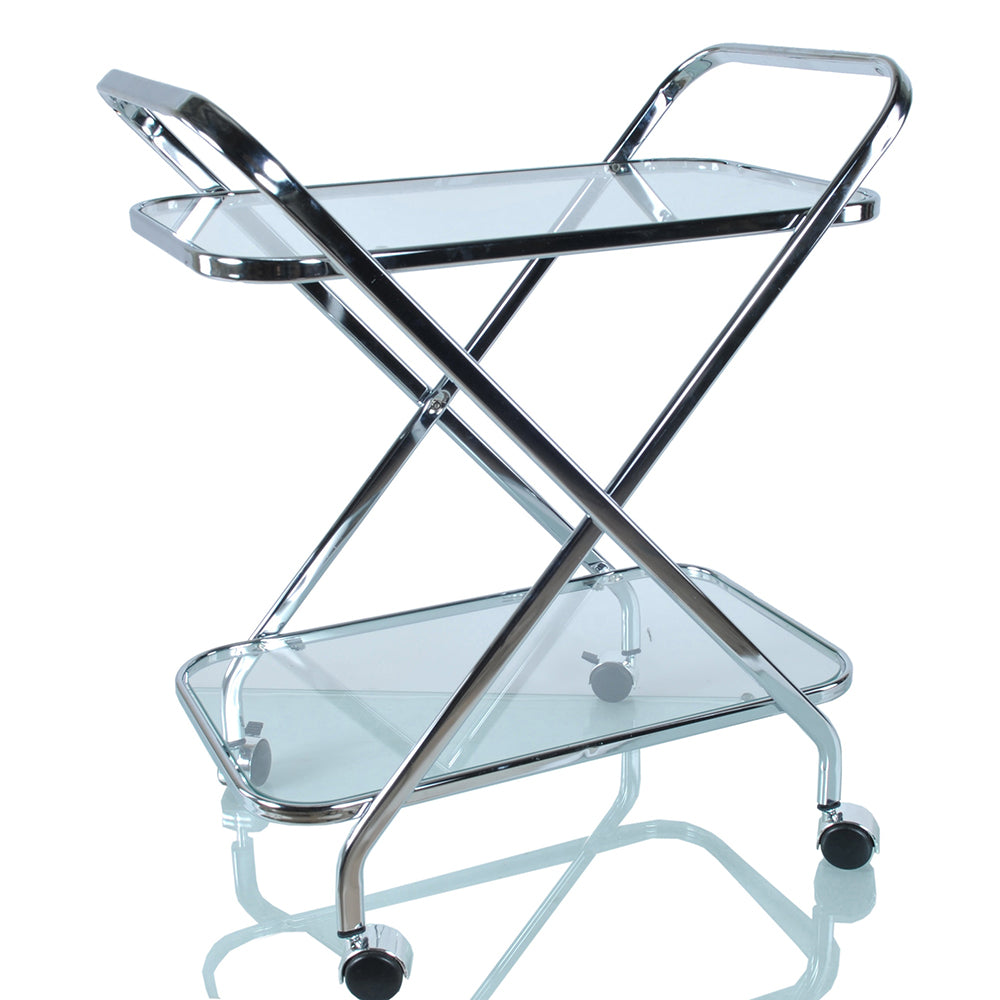 16.5&quot; x 26.25&quot; x 30.5&quot; Chrome XShape  Bar Cart-2