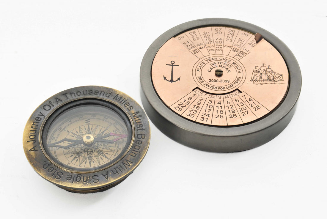 Set of 2 100 Year Calendar and Compass Quote-0