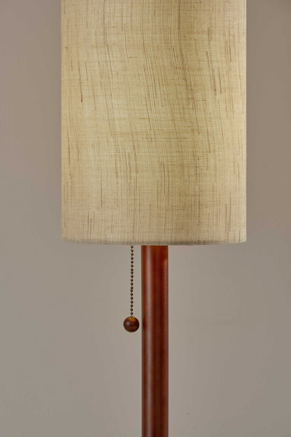 31&quot; Walnut Solid Wood Standard Table Lamp With Beige Shade-1