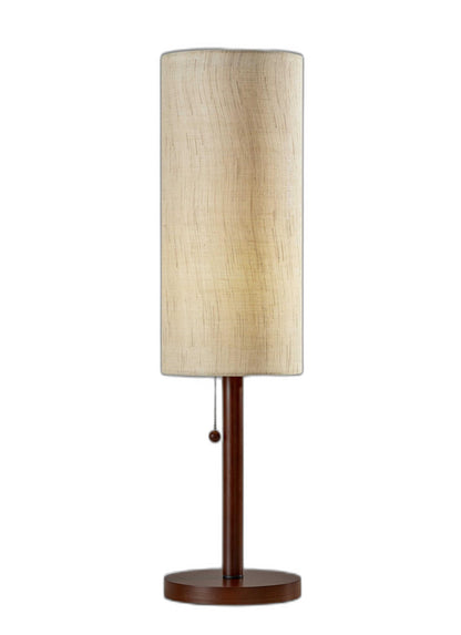 31&quot; Walnut Solid Wood Standard Table Lamp With Beige Shade-4