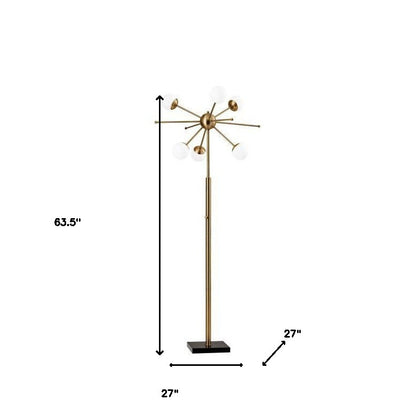 64&quot; Brass Six Light Novelty Floor Lamp-3