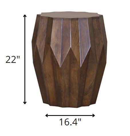 Boho Geo Brown Solid Wood End or Side Table-2