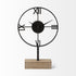 Black Metal Wood Desk  Table Clock with Open Metal Frame-0