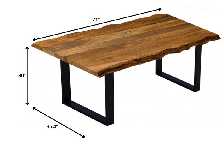 71&quot; Modern Rustic Real Wood Live Edge Dining Table-1