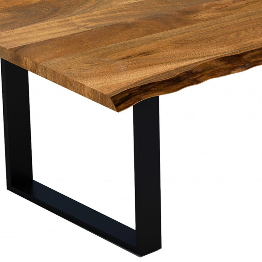 71&quot; Modern Rustic Real Wood Live Edge Dining Table-4