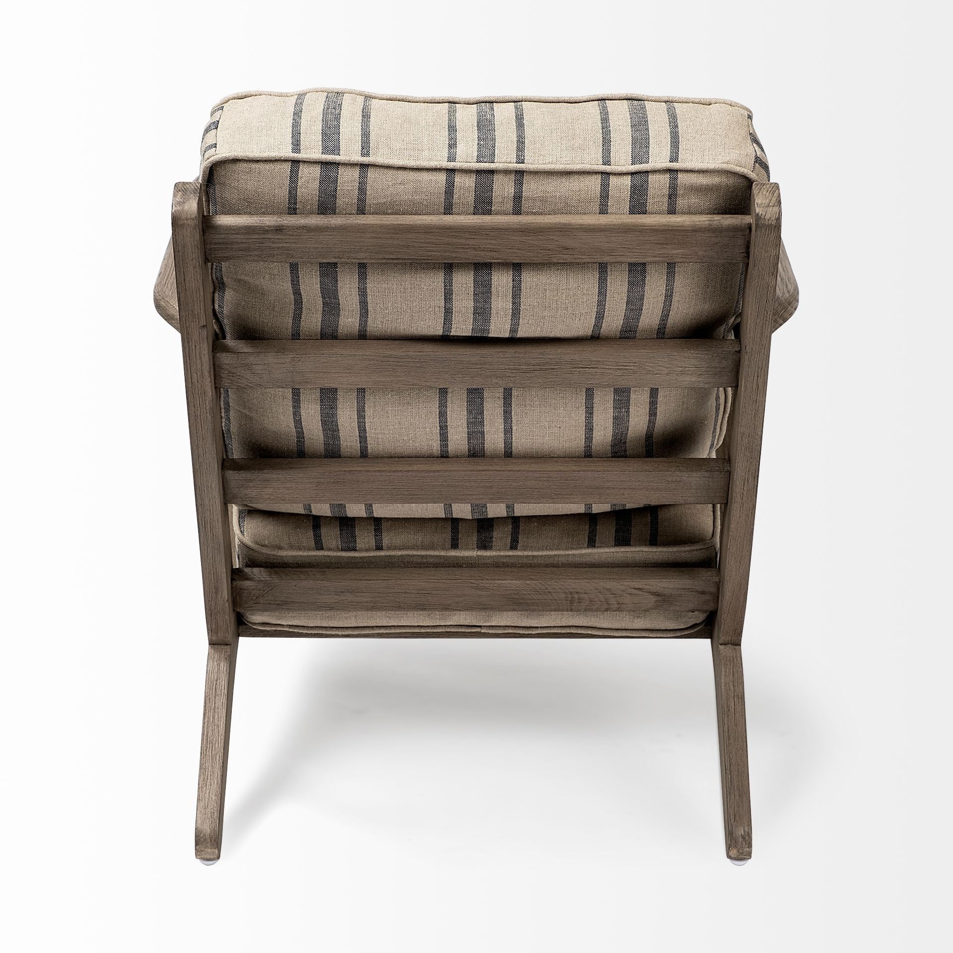 Striped Light Brown Fabric Wrapped Accent Chair with Wooden Frame-3