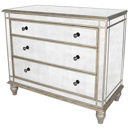 Rectangle Mirrored Three Drawer Console Storage Chest-1