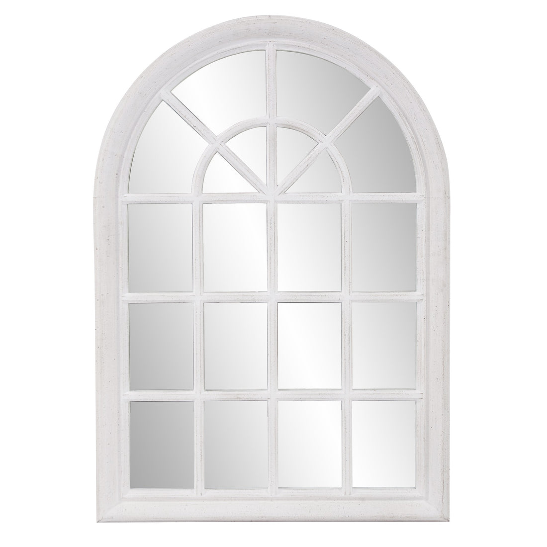 White Washed Mirror with Arched Panel Window Design-0