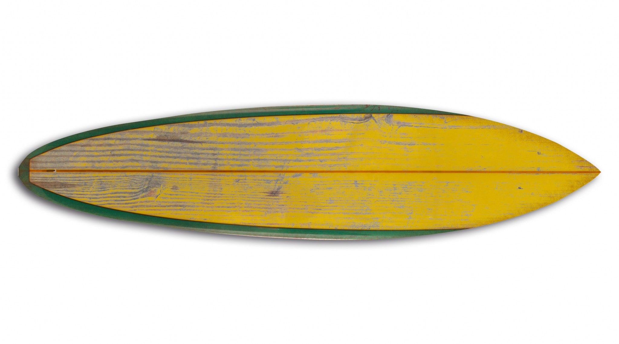 Distressed and Rustic Yellow Surfboard Wood Panel Wall Art-0