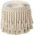 18" Boho Ivory Macrame Round Pouf Ottoman-0