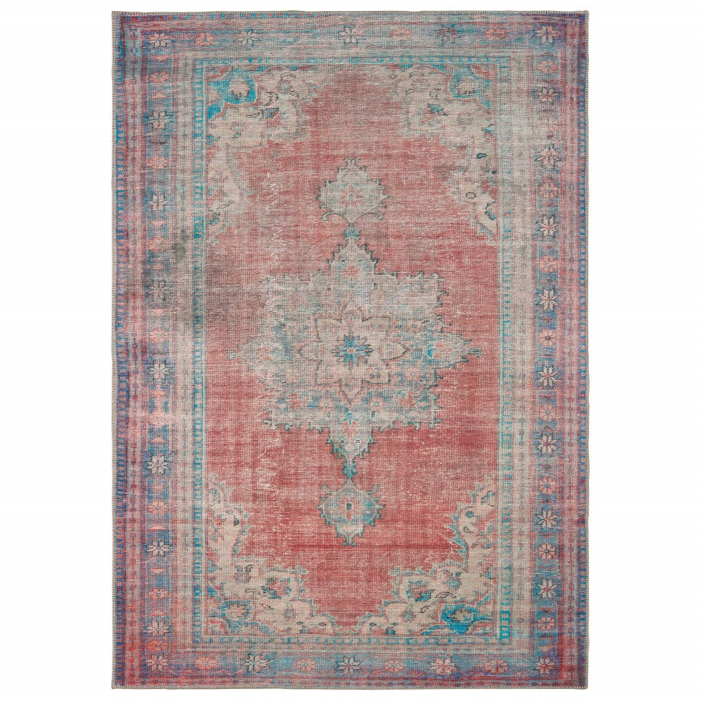 2’x3’ Red and Blue Oriental Scatter Rug-0