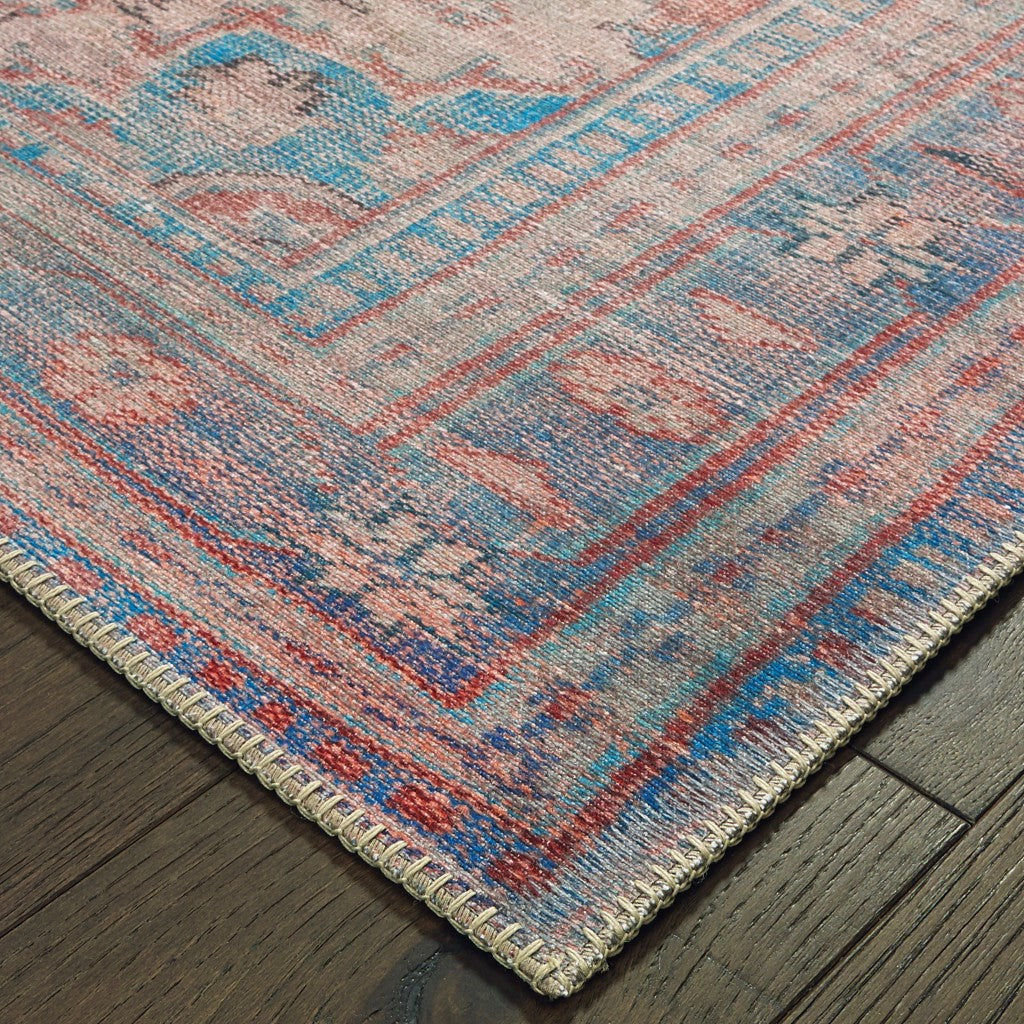 2’x3’ Red and Blue Oriental Scatter Rug-1