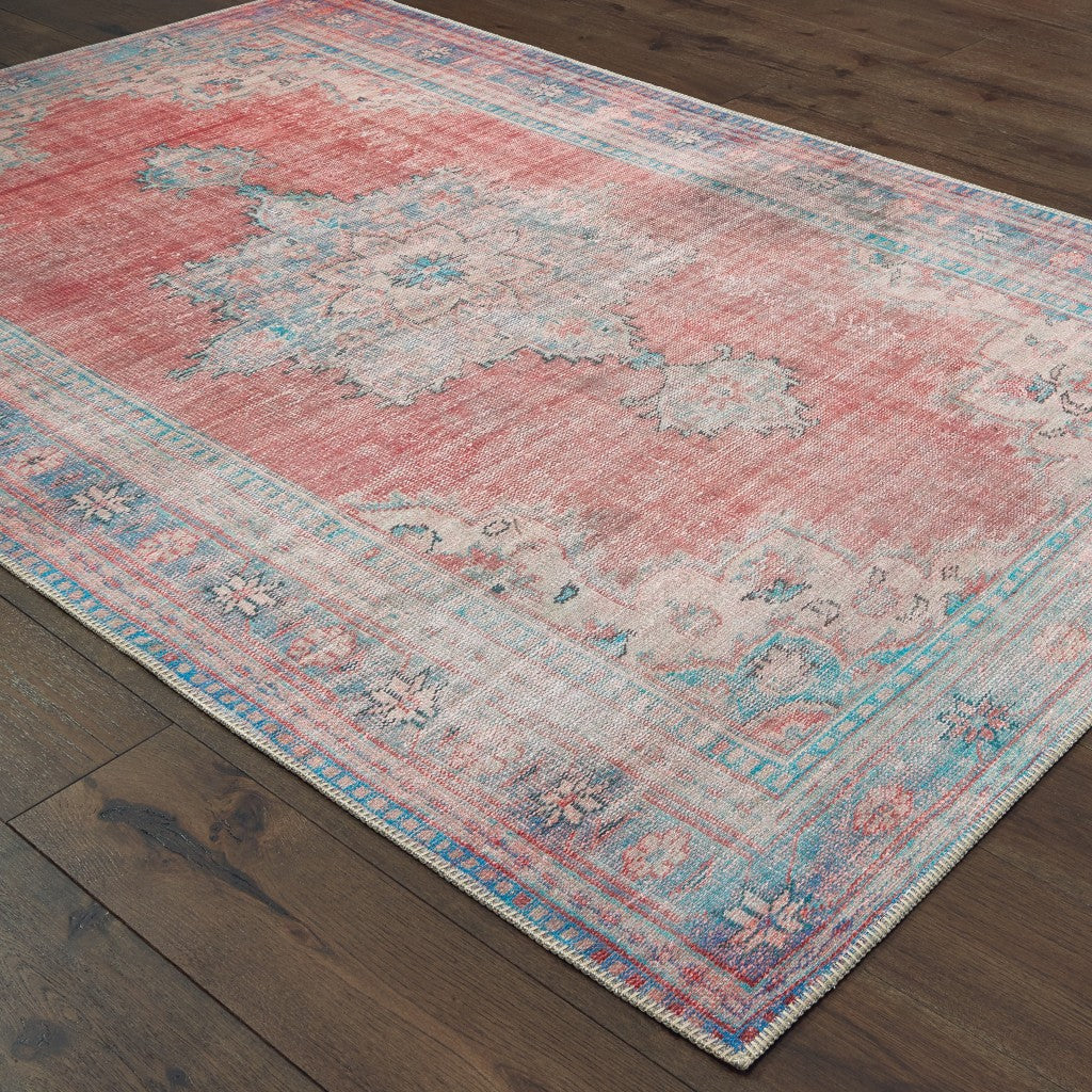 2’x3’ Red and Blue Oriental Scatter Rug-2