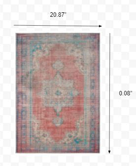 2’x3’ Red and Blue Oriental Scatter Rug-3