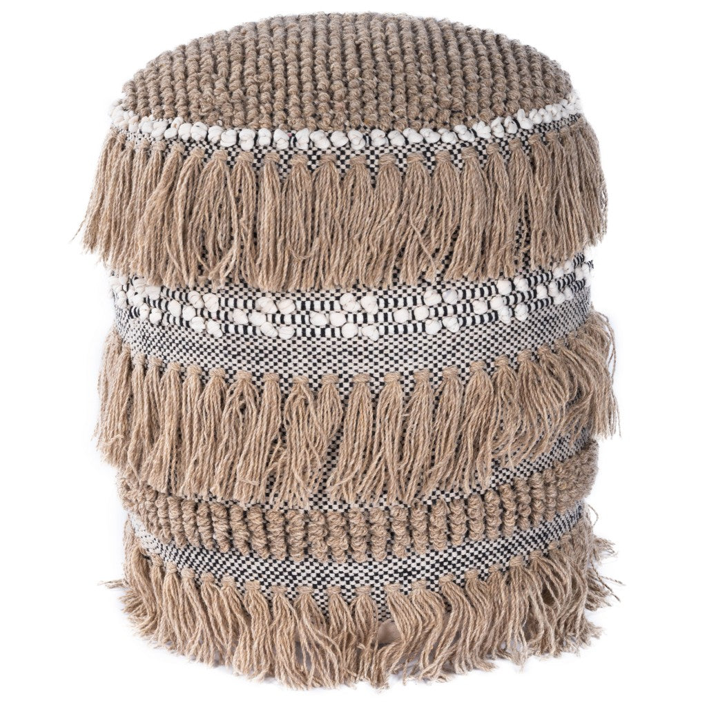 Boho Bullet Tassel Pouf Ottoman-0