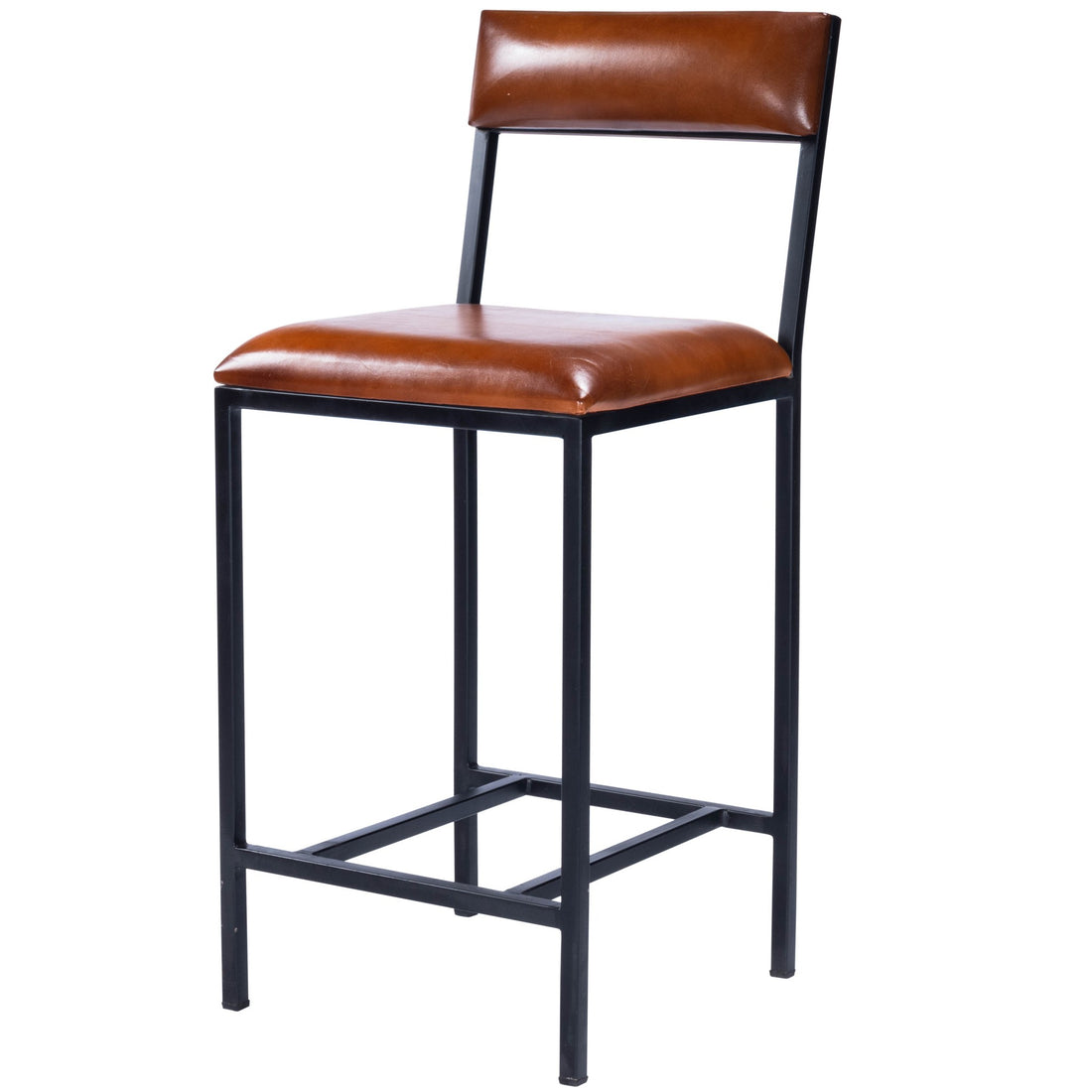 Classic Leather and Metal Counter Stool-0