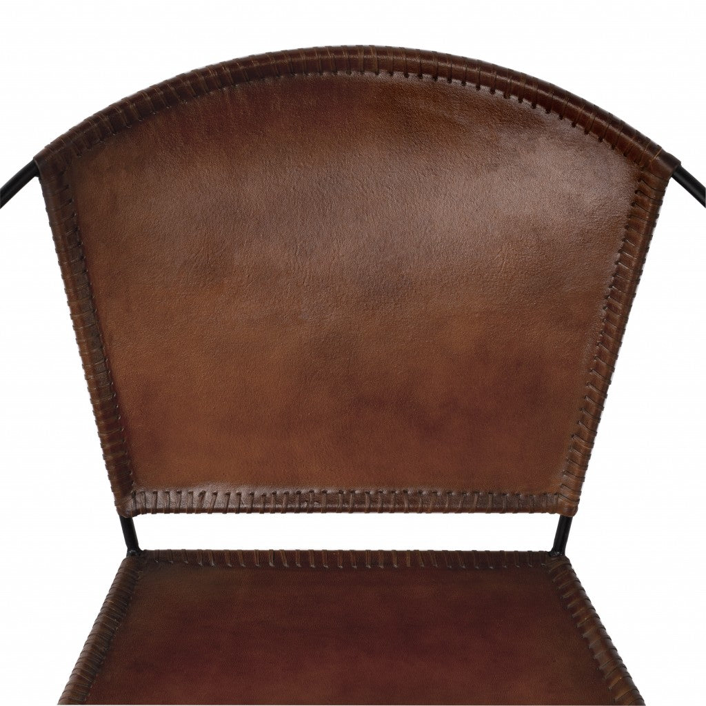 Modern Ring Shape Brown Leather Accent Chair-4