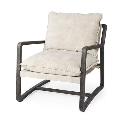 Modern Rustic Cozy Black and Cream Accent Chair-0