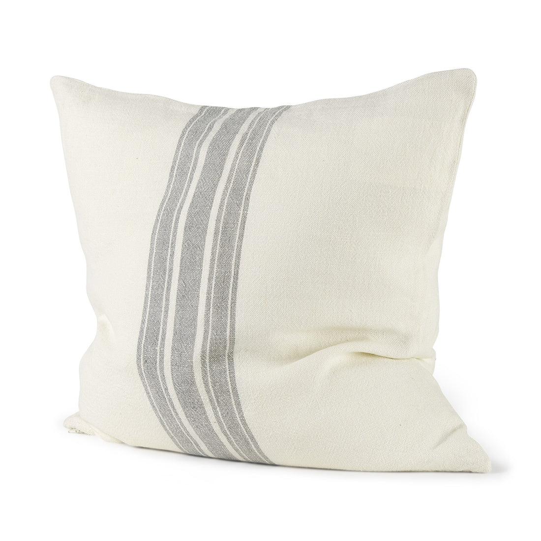 off white Pillow Cover with  Ash Gray  Stripes-0