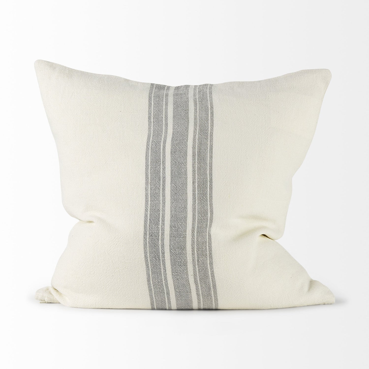 off white Pillow Cover with  Ash Gray  Stripes-1