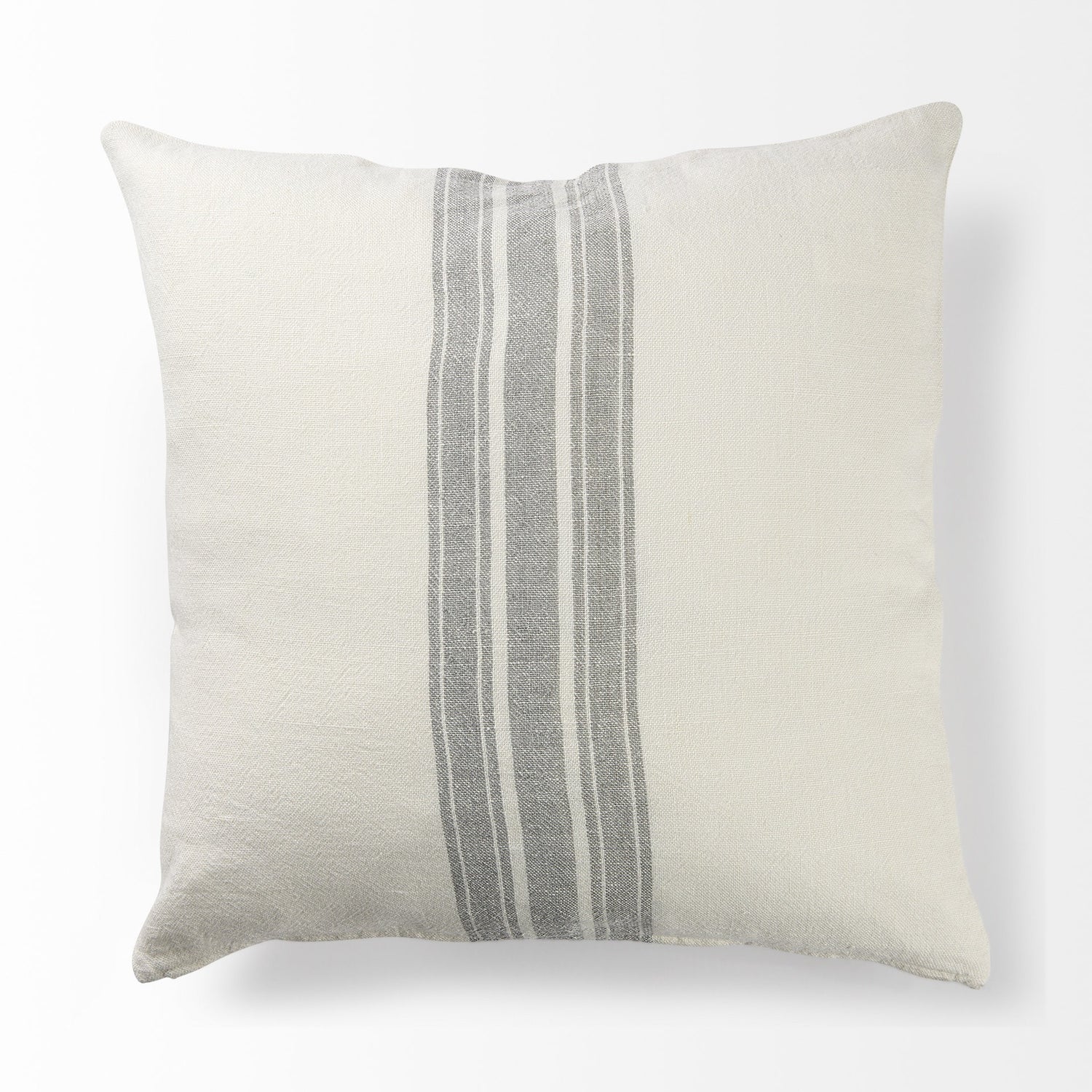 off white Pillow Cover with  Ash Gray  Stripes-4